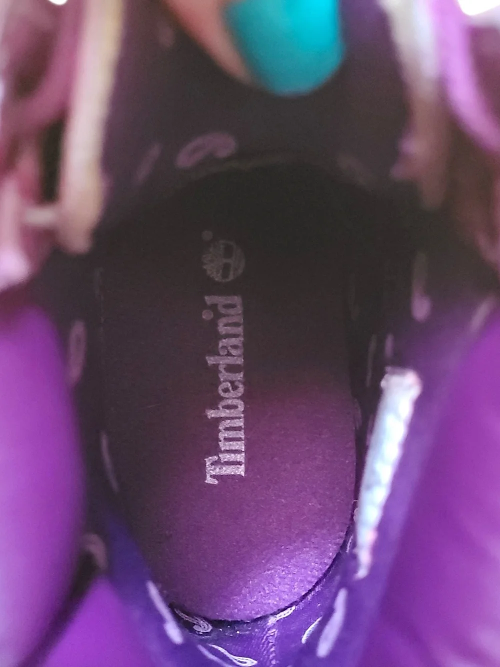 Timberland Girl's 6-Inch Magenta Blue Floral Premium Waterproof Boots, Sz 1.5